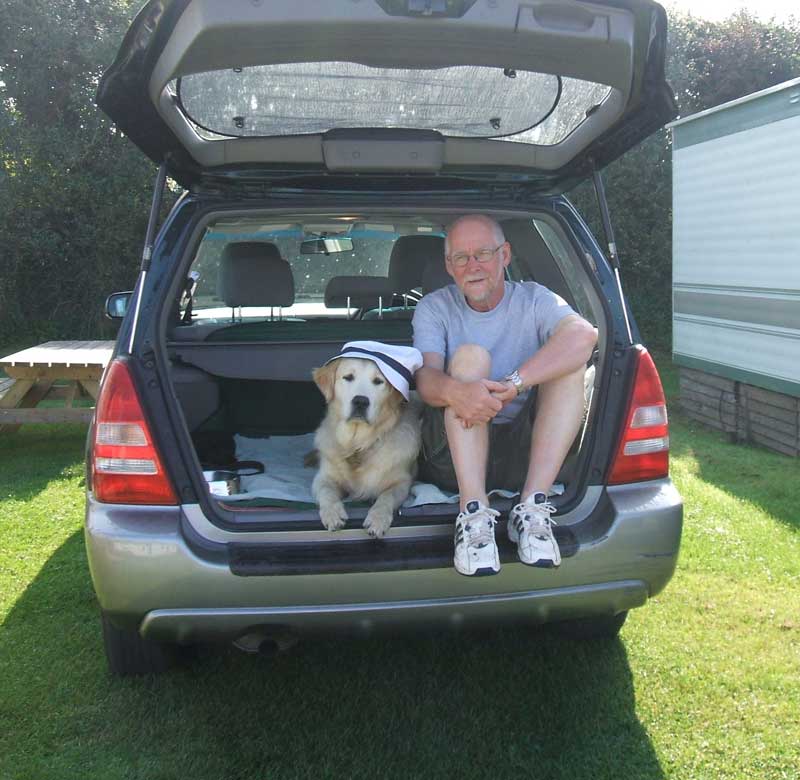 Dylan in back of car